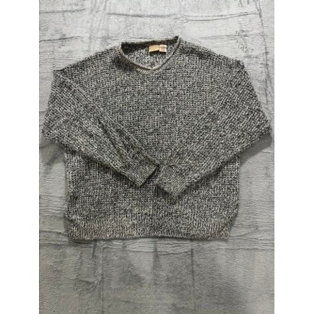 Vintage Fargo‎ Marled Knit Sweater XL Gray Grandpa Core Textured V Neck